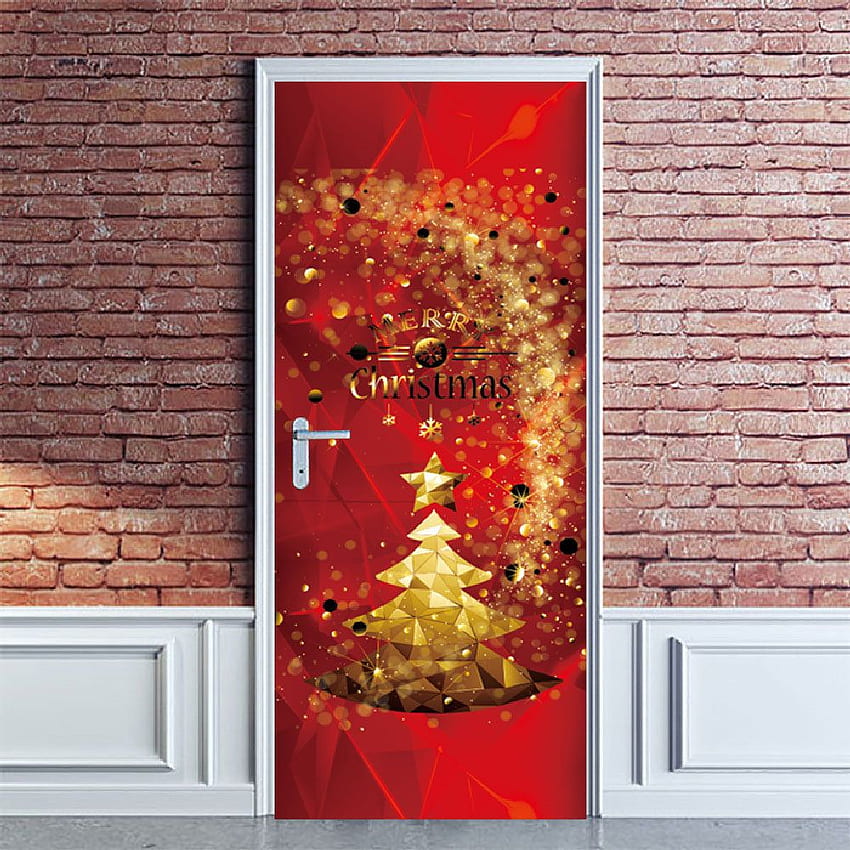 Decora el hogar 3D Feliz Navidad Etiqueta de la puerta de la pared Decoración Calcomanías Pintura mural Decoración extraíble G 757 fondo de pantalla del teléfono