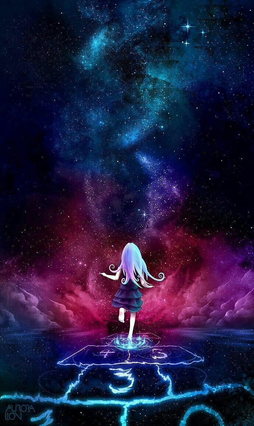 Galaxie violette Anime Girl, Anime Purple Galaxy Fond d'écran de téléphone HD