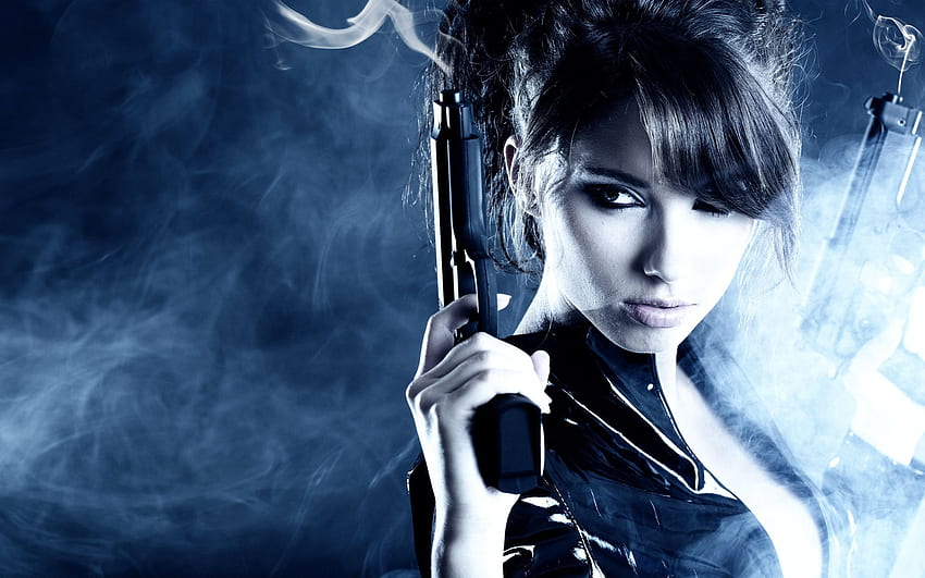 Secret Agent Girl. Girl guns, Guns , Brunette girl HD wallpaper