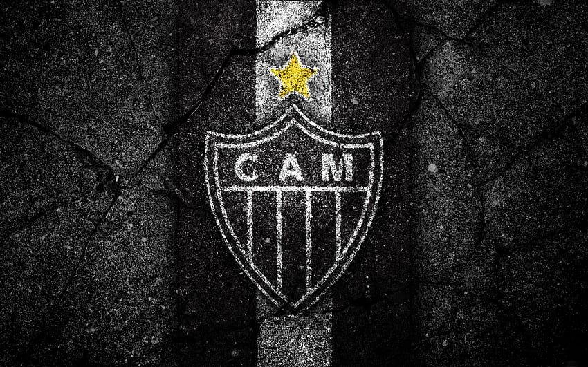 Atletico Mineiro, logo, Brezilya Seria A, soocer, siyah taş, Brezilya, futbol kulübü, asfalt doku, FC Atletico Mineiro için çözünürlük ile . Yüksek Kalite , Atletico Mineiro HD duvar kağıdı