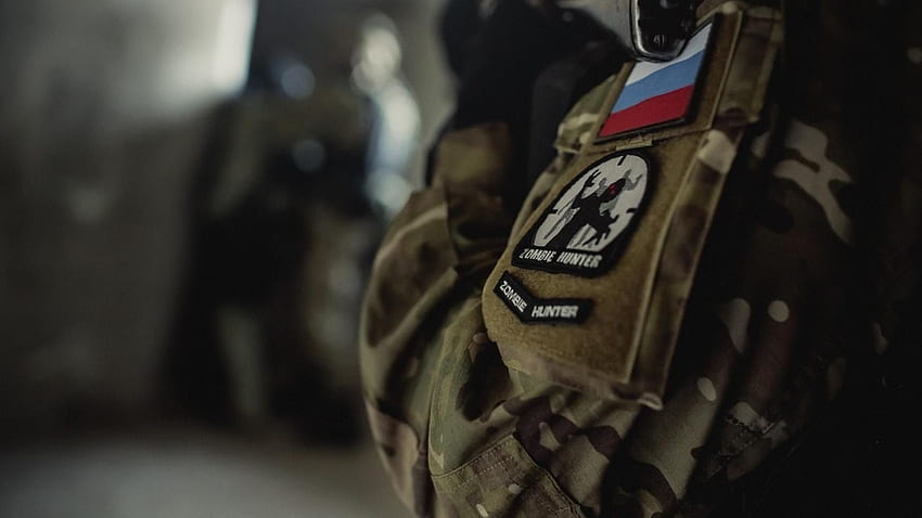 Zombie militari bandiere camuffamento patch manica guardiamarina russo, soldato russo Sfondo HD