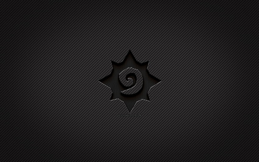 Logo carbone Hearthstone, art grunge, fond carbone, créatif, logo noir Hearthstone, jeux en ligne, logo Hearthstone, Hearthstone Fond d'écran HD