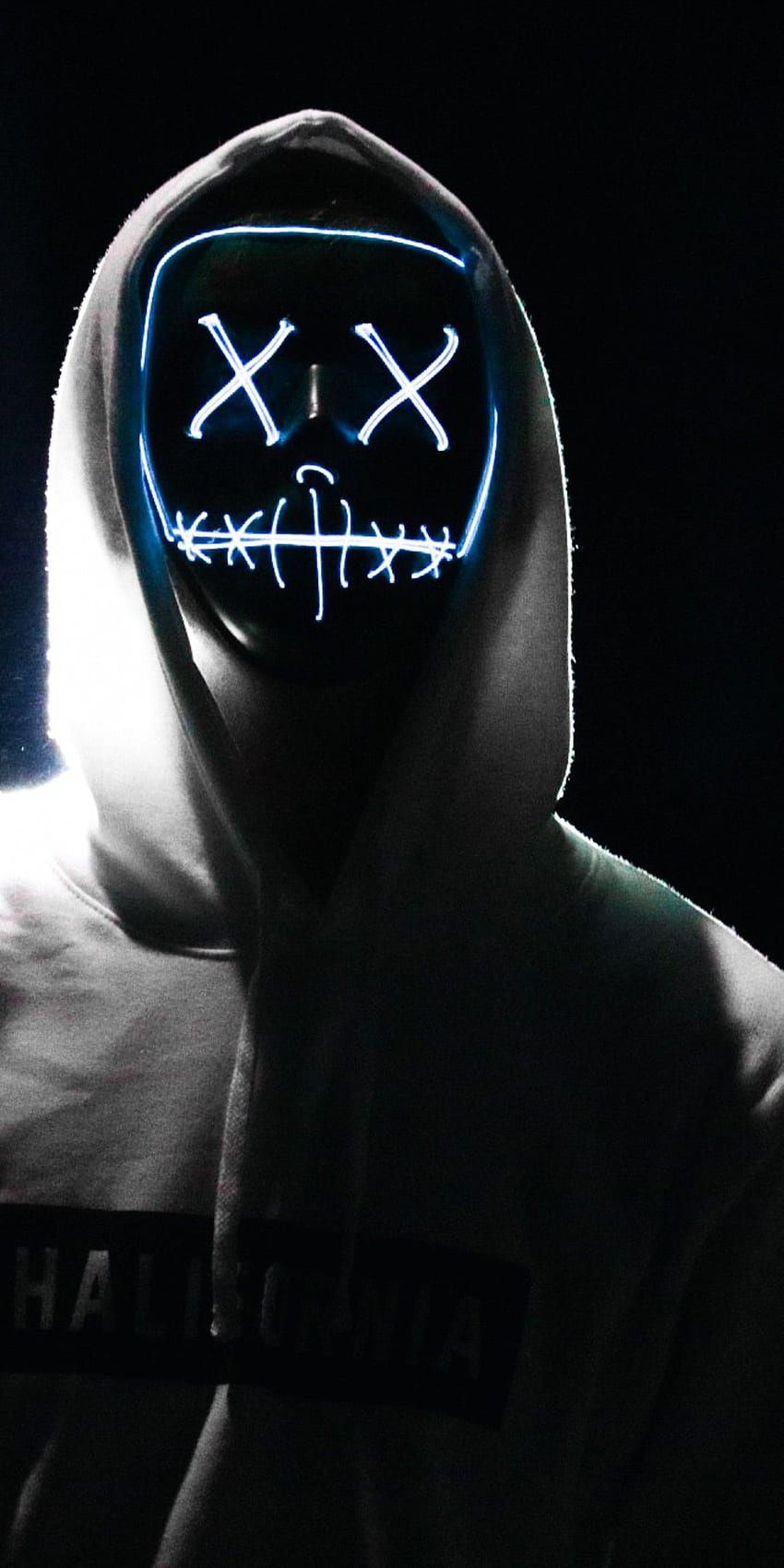 Hombre, Máscara LED, Dope, Noche, Anónimo, Sudadera con capucha, AMOLED, Dope Blue fondo de pantalla del teléfono