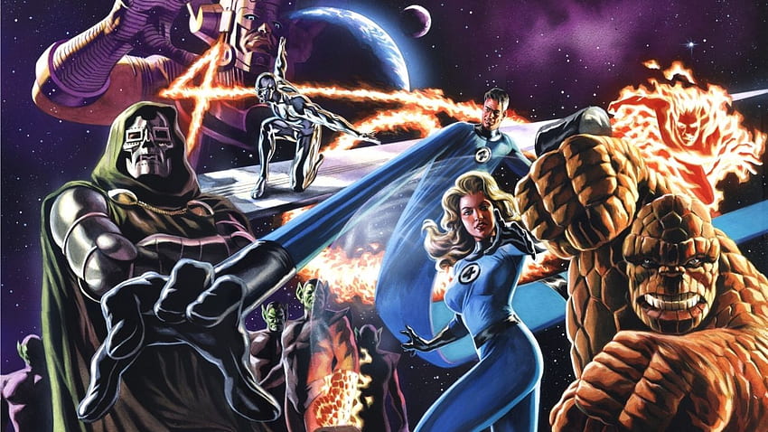 Fantastic Four logo on grunge metallic background 4K wallpaper download