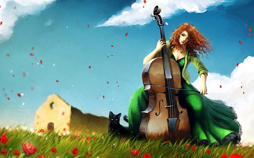 Art, Girl, Musician, Game, Wind HD wallpaper