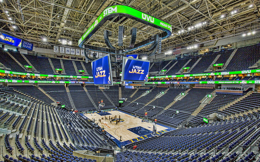 Vivint Arena, inside view, basketball court, Utah Jazz stadium, NBA, basketball, USA, Utah Jazz HD wallpaper