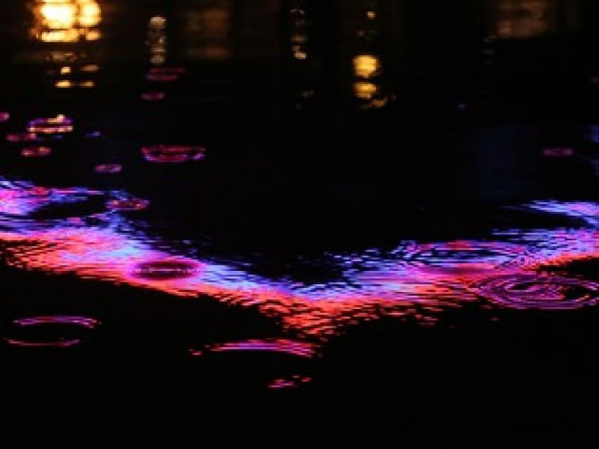 Neon Lights Pingos de chuva, rua, pingos de chuva, luzes de neon papel de parede HD