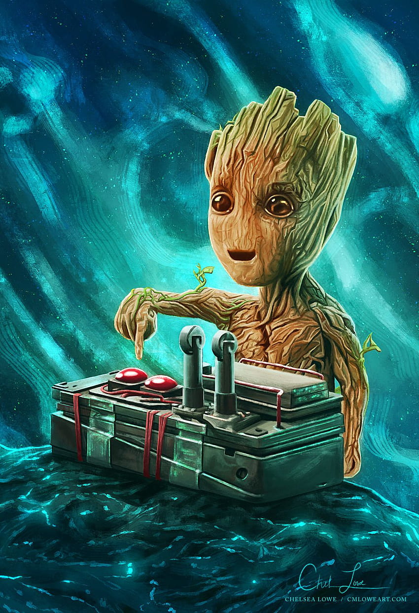 Now whatever you do, don't push this button. Because that will set off the bomb immediately and we will. Groot marvel, Marvel paintings, Marvel comics, We Are Groot HD phone wallpaper