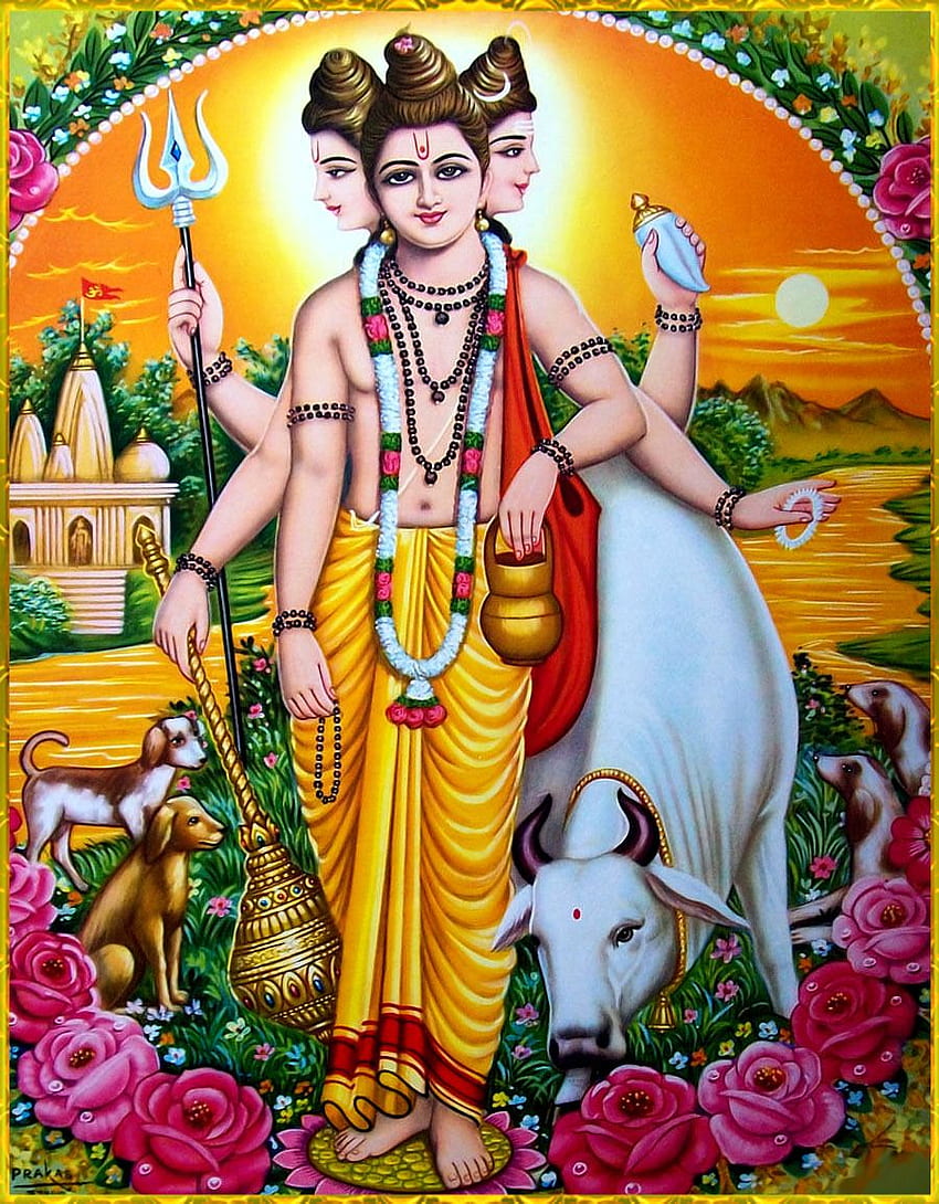 DATTATREYA ॐ Dattatreya est à la fois l'incarnation de Vishnu, Shiva et Brahma. Peintures de Lord ganesha, art hindou, Lord hanuman, Gurudev Datta Fond d'écran de téléphone HD