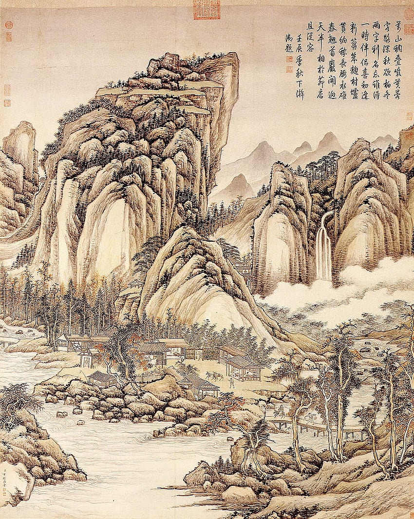 Мастило, традиционна китайска живопис, пейзаж, изкуство и - традиционен китайски - - HD тапет за телефон