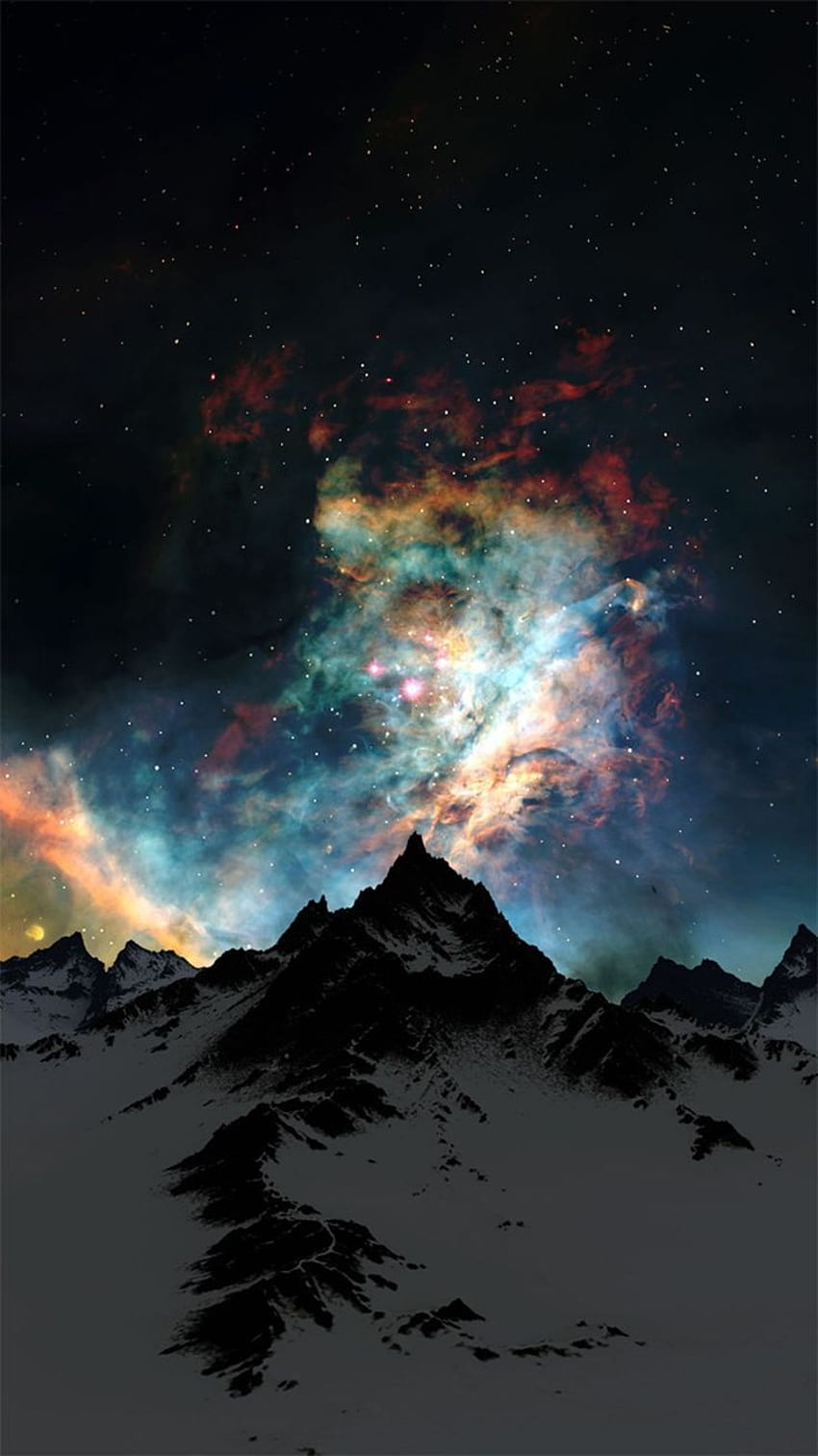 Nebulosa Sobre o Espaço Abstrato da Montanha iPhone 6 . Papel de parede de celular HD