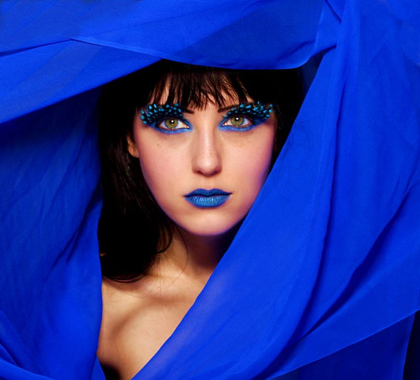 SOO.. DARLING IN BLU..., blue, model, face, colors, beautiful HD wallpaper