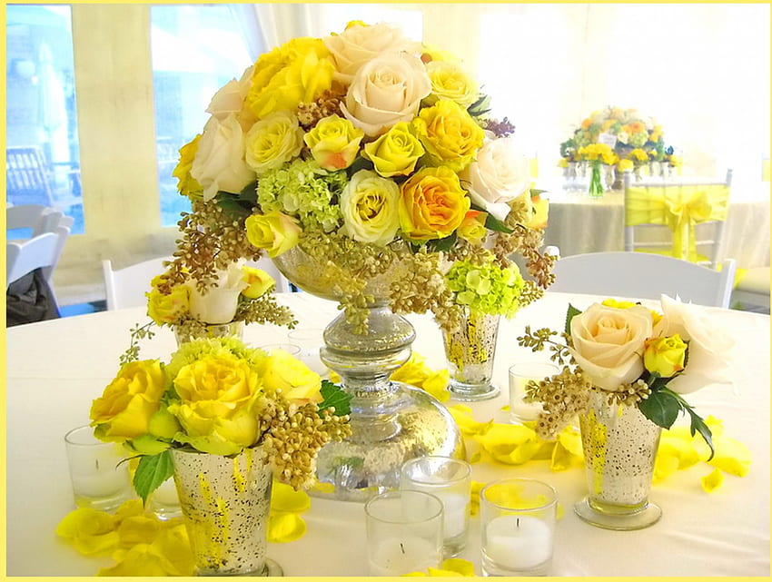 Sunshine flowers for Annie, sunny, arrangements, flowers, yellow HD wallpaper