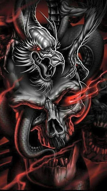 Chinese Dragon And Skull by tjiggotjurring on DeviantArt