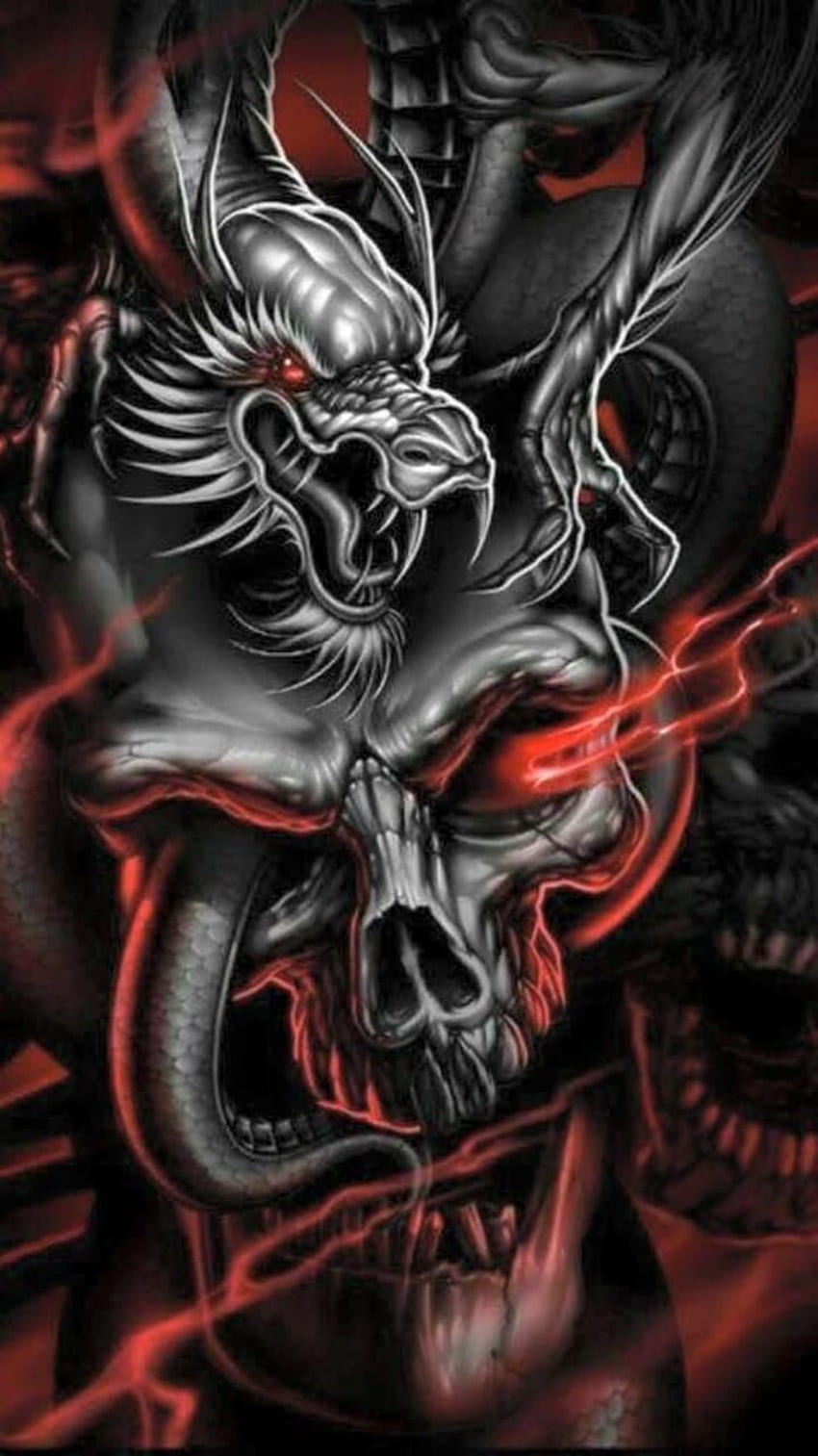 discovered by Creative Your Design. Find and videos about art, and iphone on We Hea in 2021. Dragon tattoo with skull, Skull art drawing, Skull art HD phone wallpaper
