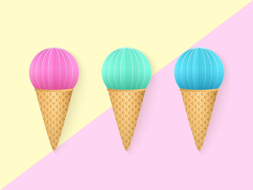Color Pop Pastel Ice Cream Cones - Vectors, Clipart, Cute Pastel Ice Cream HD wallpaper