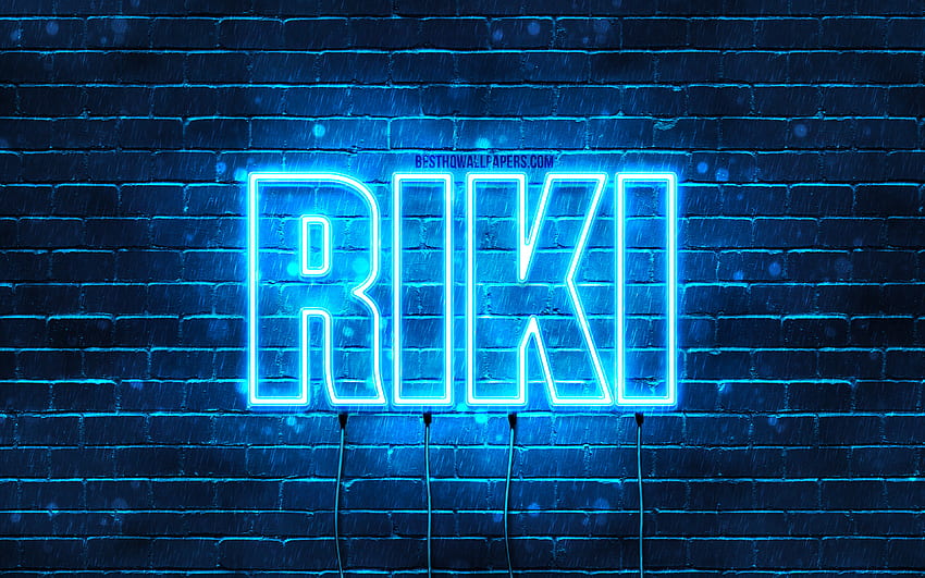 Happy Birtay Riki, , blue neon lights, Riki name, creative, Riki Happy Birtay, Riki Birtay, popular japanese male names, with Riki name, Riki HD wallpaper