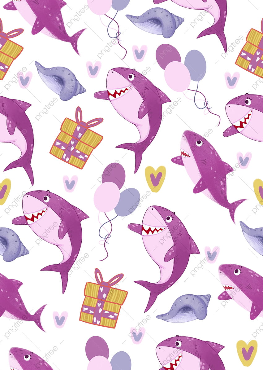 Cute Cartoon Shark Pattern Tile Background, Shark, Background, Cartoon Background for HD phone wallpaper
