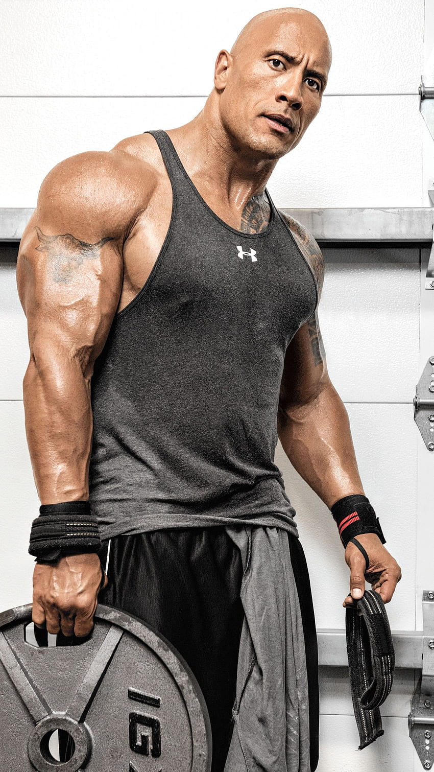 The Rock, Dwayne Johnson, Weights, Workout, , , Bodybuilding HD phone wallpaper