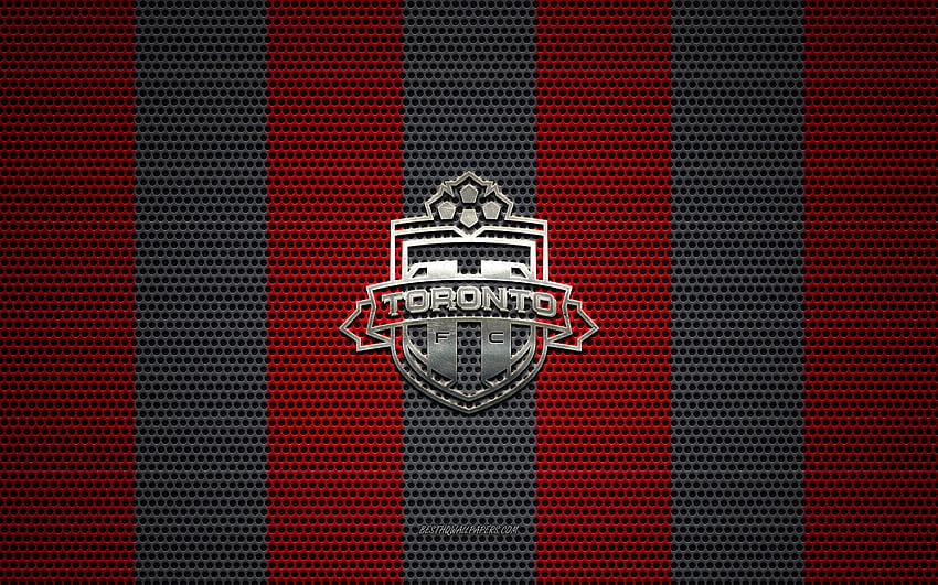 Toronto FC logo, Canadian soccer club, metal emblem, red -black metal mesh background, Toronto FC, MLS, Toronto, Ontario, Canada, USA, soccer for with resolution . High Quality, Black and Red Plaid HD wallpaper