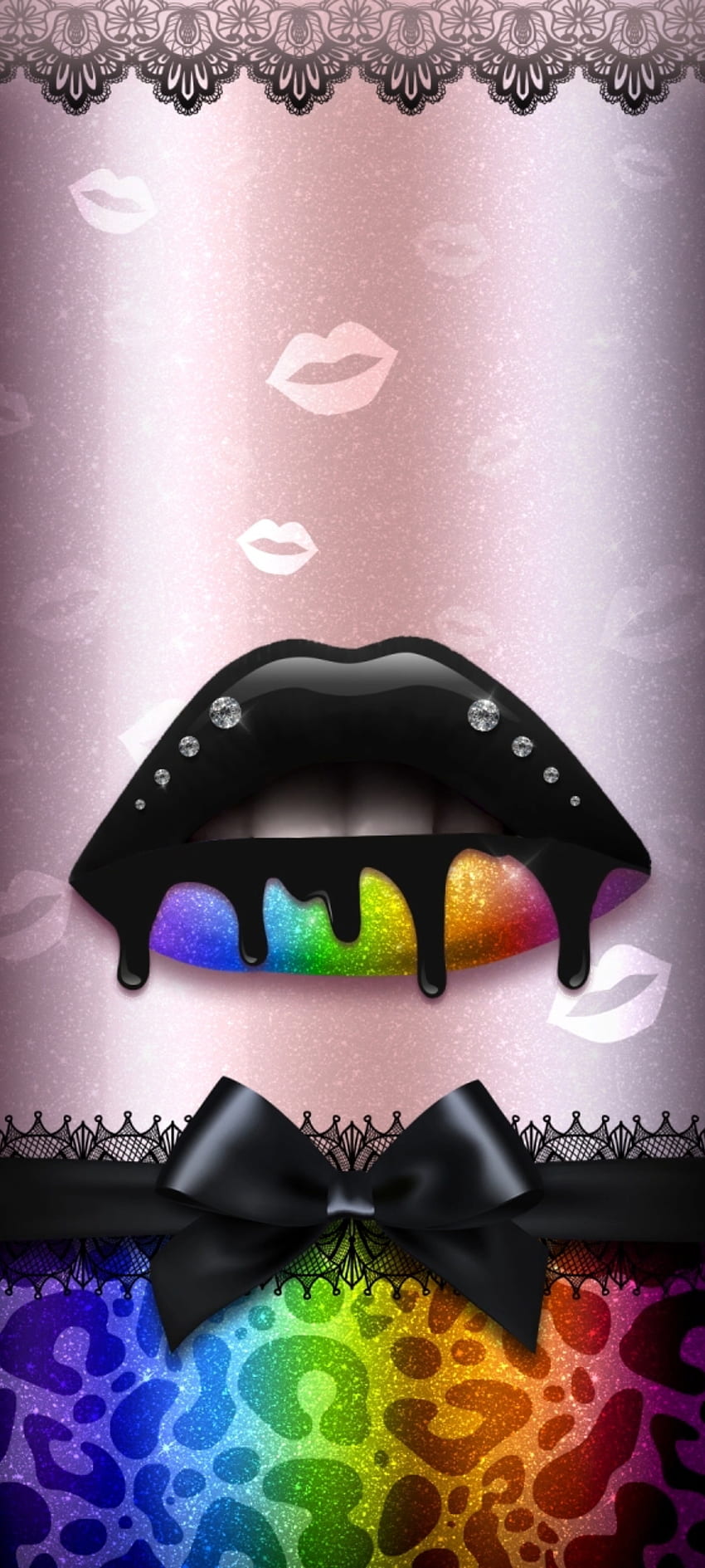 Dreamy Rainbow Lips, azul eléctrico, arte, diamante, Lujo, Premium, colorido fondo de pantalla del teléfono