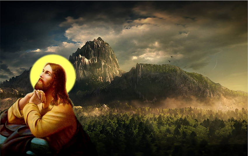 Jésus priant, jésus, christ, prière, collage Fond d'écran HD