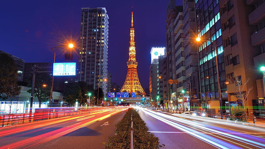 Tokyo Tow , Background, Tokyo at Night HD wallpaper