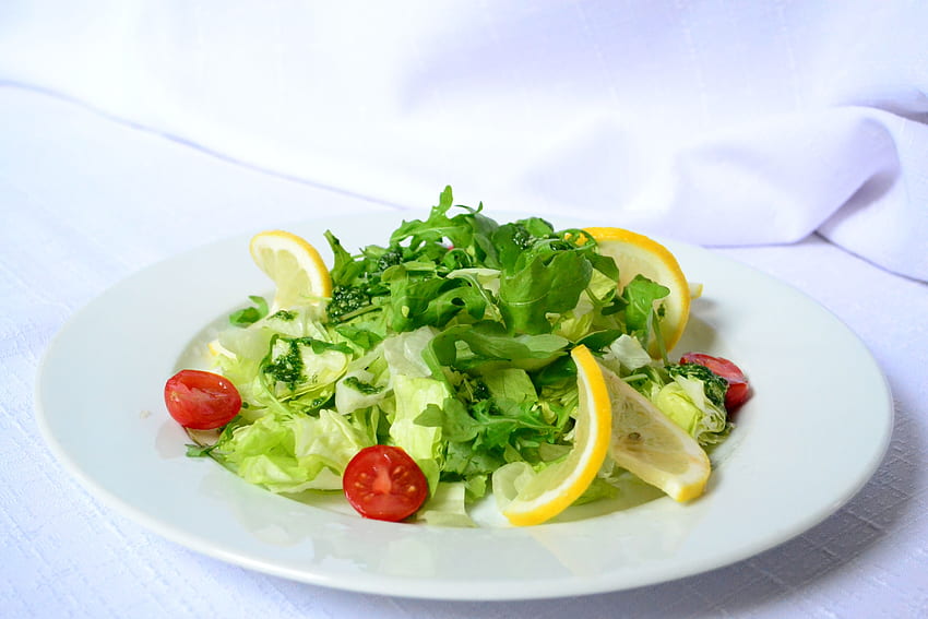 Food, Greens, Lemon, Salad, Cherry Tomatoes HD wallpaper