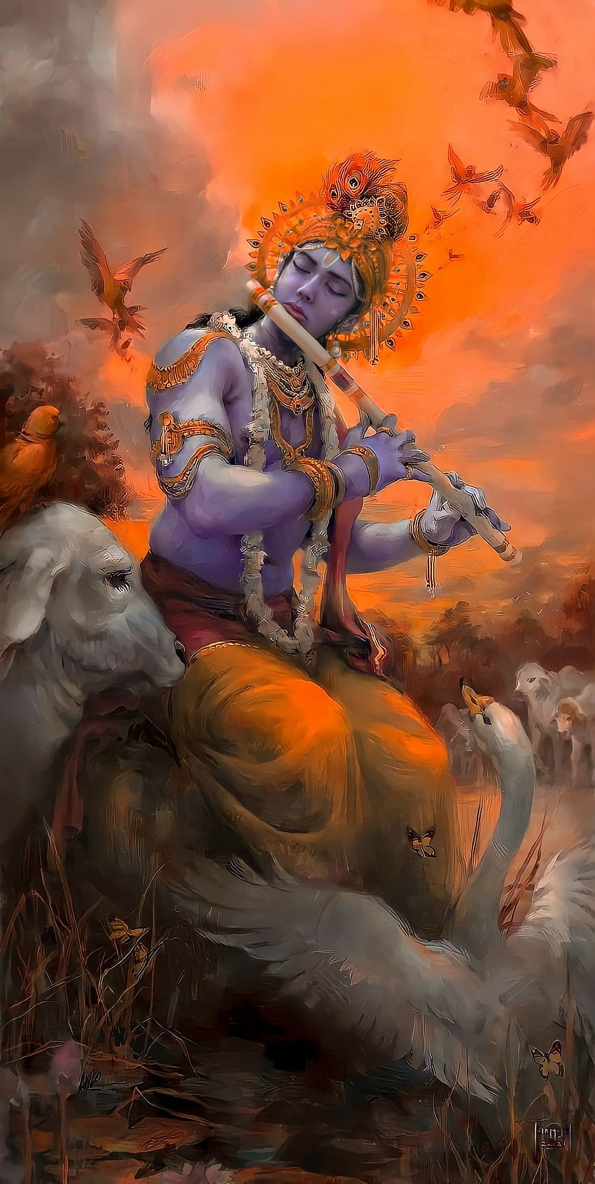 Lord Krishna, cloud, art, hindu, bhagwan, india, god HD phone ...