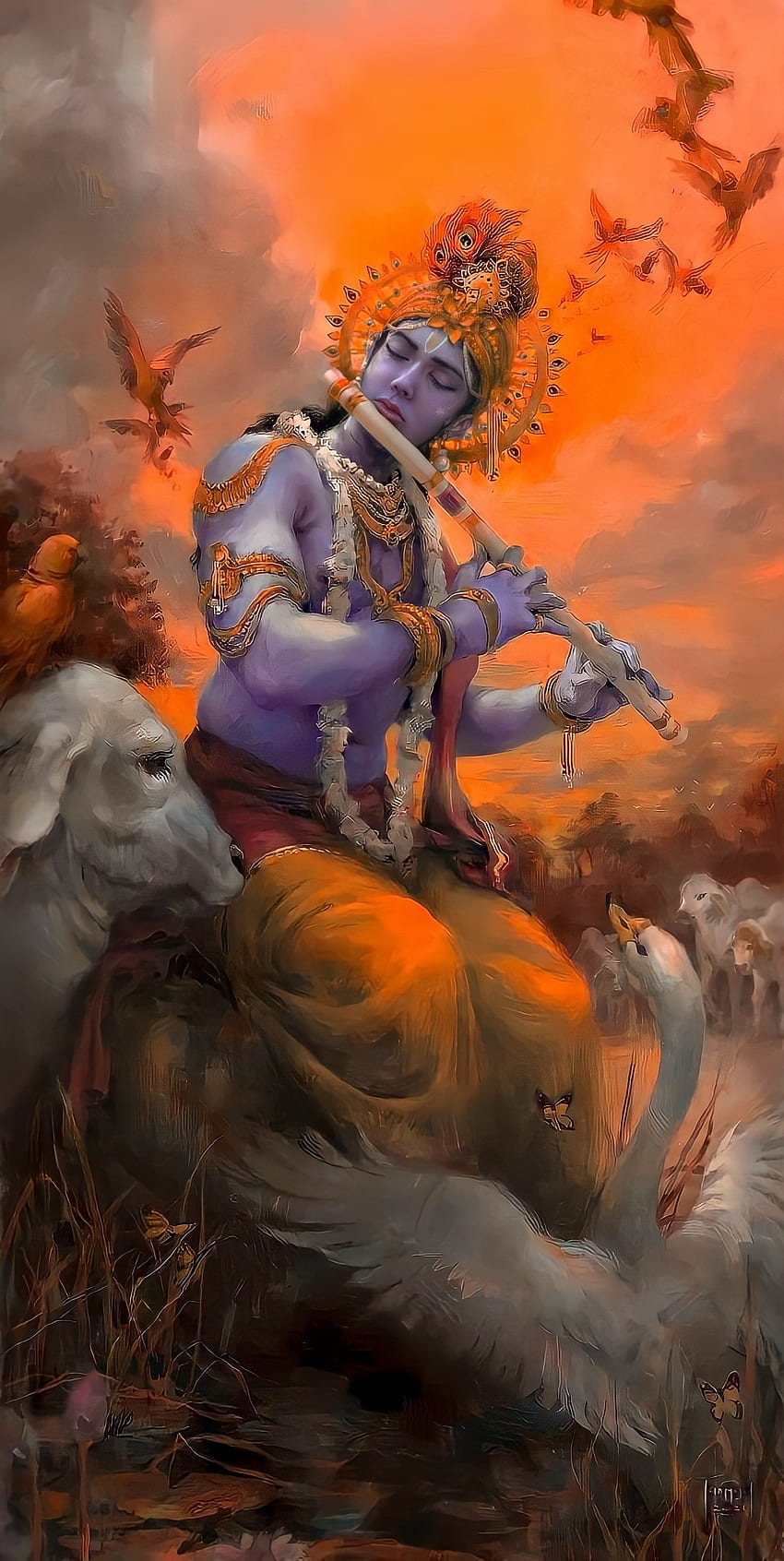 Dewa Krishna, awan, seni, hindu, bhagwan, india, dewa wallpaper ponsel HD