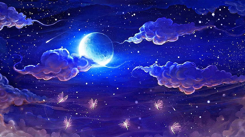 Moon Dancing, night, fairy, magic, moon, fantasy, landscape HD wallpaper