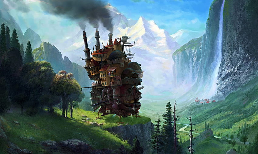 anime, Howls Moving Castle, orman, Hayao Miyazaki, Arazi, ekran görüntüsü, bilgisayar , jeolojik olay. Moka HD duvar kağıdı