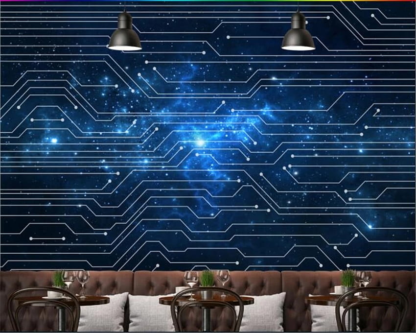 beibehang hudas güzellik 3D modern minimalist bilim kurgu mavi yıldız devre kartı arka plan duvar papel de parede. HD duvar kağıdı