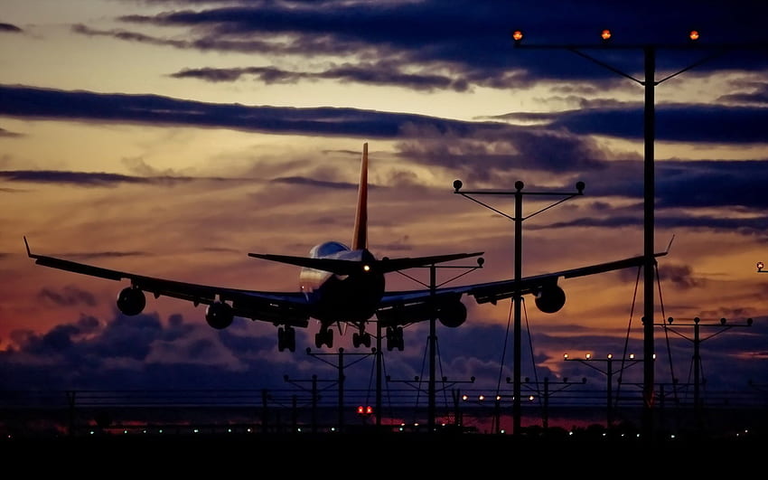 Sky, Night, , , Traffic, Movement, Plane, Airplane HD wallpaper