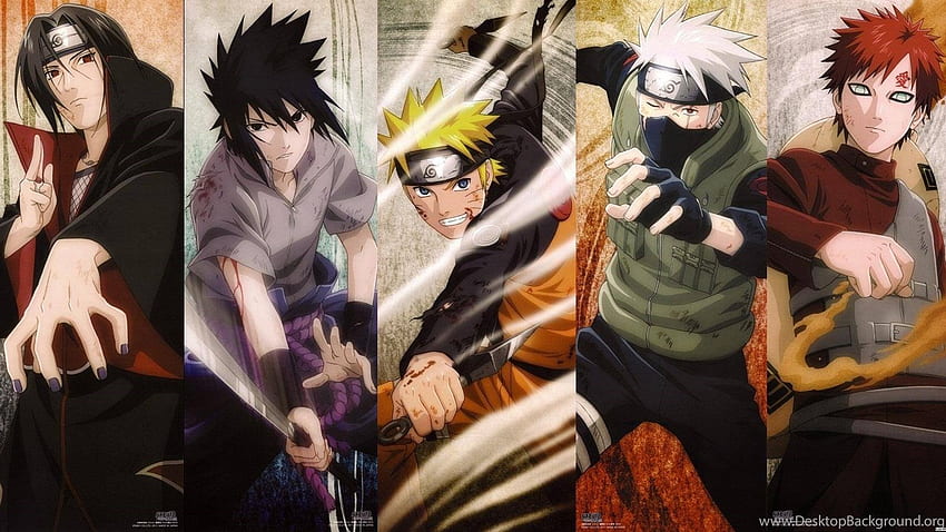 Itachi, Sasuke, Naruto, Kakashi y Gaara Naruto. fondo de pantalla