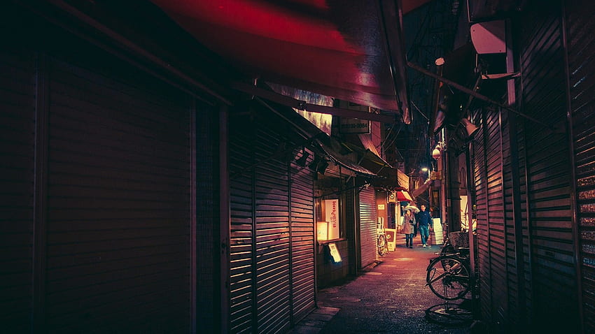 ญี่ปุ่น โตเกียว แสงนีออน พื้นหลังจักรยาน / และมือถือ ตรอกนีออน วอลล์เปเปอร์ HD