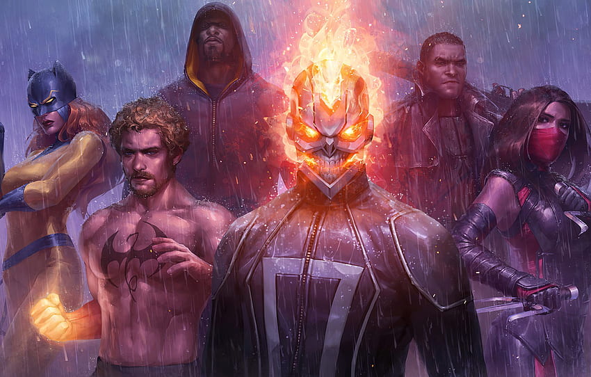 Elektra, Luke Cage, Robbie Reyes, Ghost Rider, iron fist, Marvel Future Fight, Marvel: Future Fight for , section игры - HD wallpaper