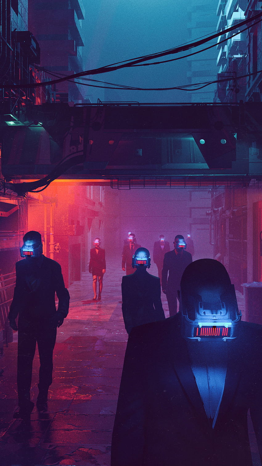 Realidad virtual Personas Street Scifi Cyberpunk Sony fondo de pantalla del teléfono