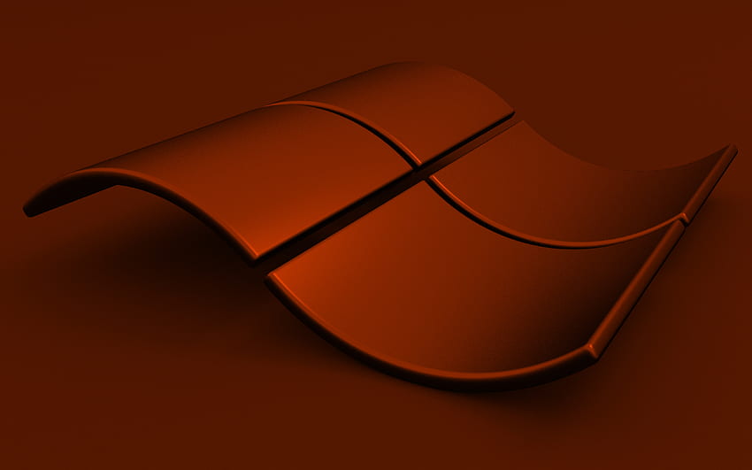 Windows 주황색 로고, , 주황색 배경, 크리에이티브, OS, Windows 3D 로고, 삽화, Windows 3D 물결 모양 로고, Windows 로고, Windows HD 월페이퍼