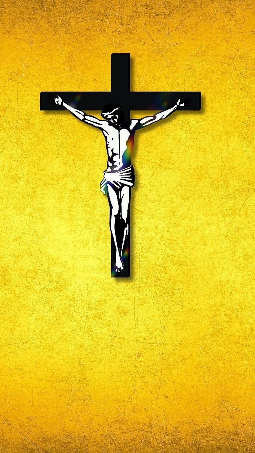 Jezus Krzyż, żółte Tło Tapeta na telefon HD
