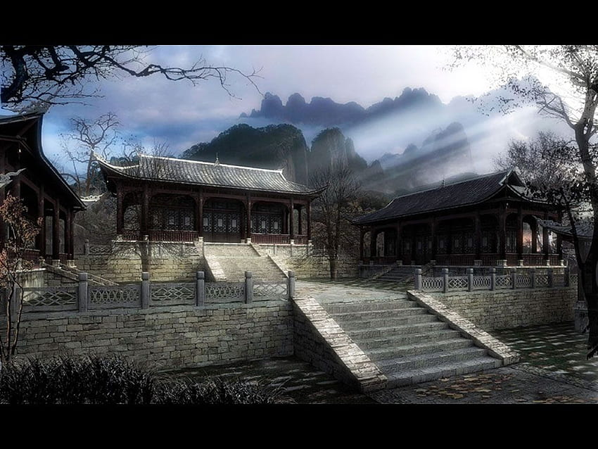 Chinese traditional architecture, 1024 x 768pix Mixed Style, 3D Digital Art, China Village HD wallpaper