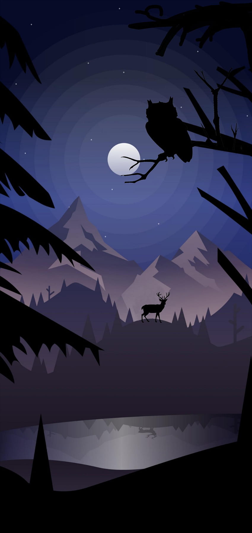 Owl Watches a Lone Deer Galaxy S10 Hole HD phone wallpaper