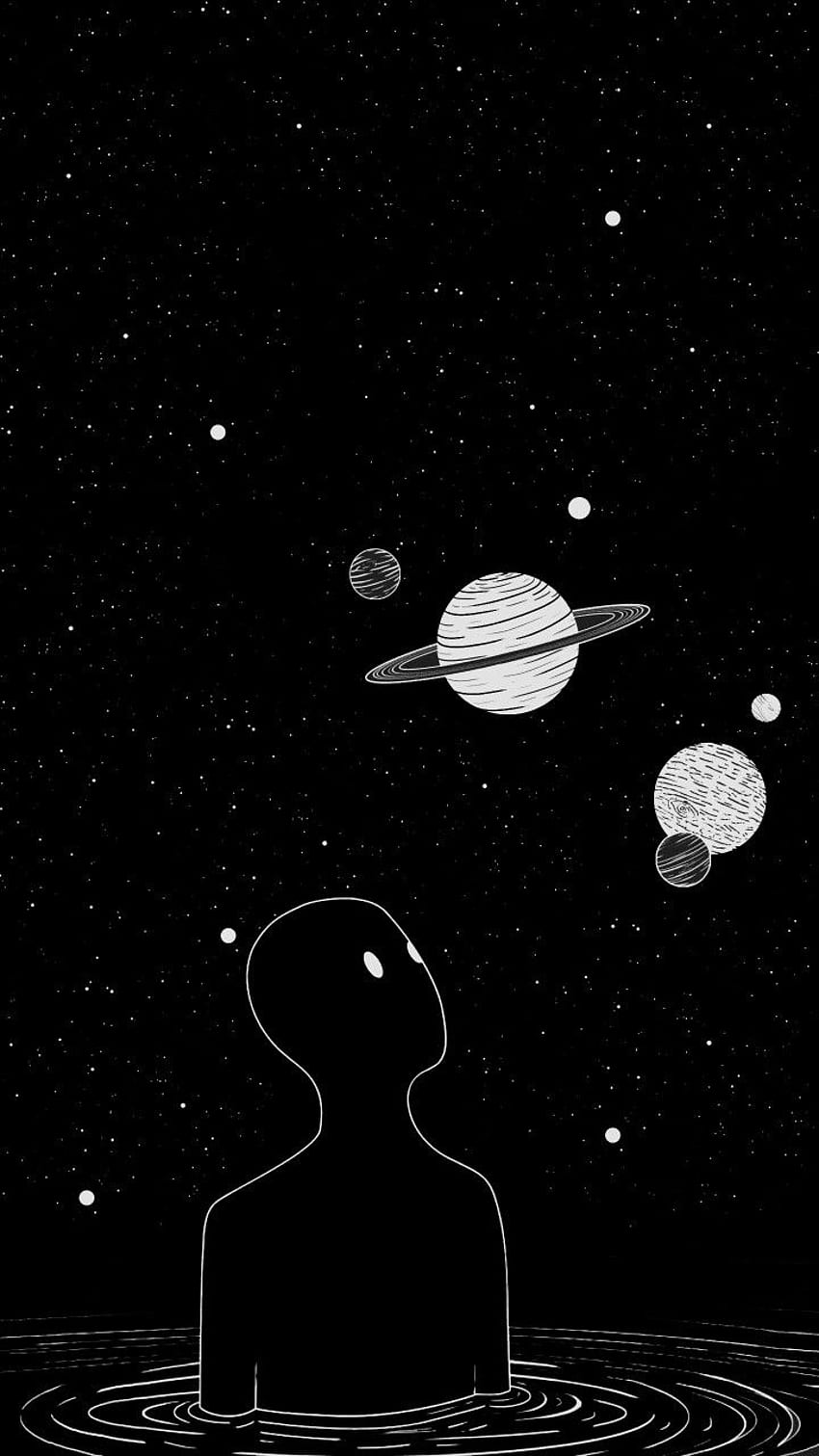 아이폰. 검은색과 흰색, 대기, 행성, 우주, 하늘, 천체 HD 전화 배경 화면