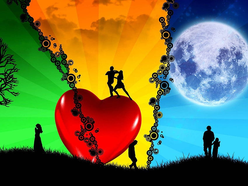 Amore romantico 3D, fantastico cuore 3D Sfondo HD