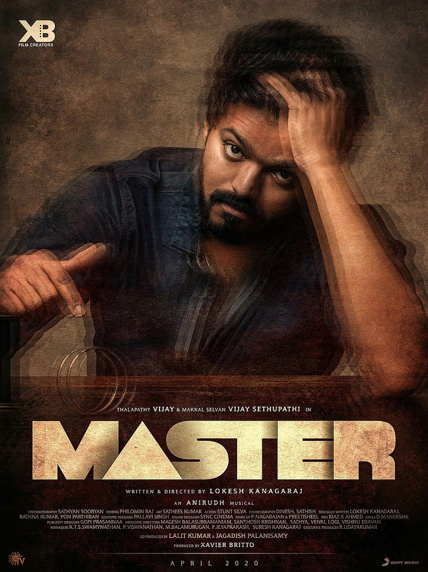 Plakat pierwszego spojrzenia na film Vijay Master. Aktor Vijay, nowy Indianin, mistrz filmu tamilskiego Tapeta na telefon HD