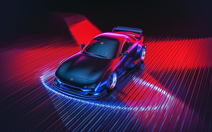 Auto, Figure, Neon, Machine, Mazda, Car, Art, RX 7, 렌더링 • For You, Neon Supra HD 월페이퍼