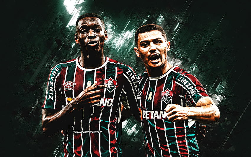 Luiz Henrique, Andre Trindade, Fluminense, grüner Steinhintergrund, Fußball, Serie A, Brasilien HD-Hintergrundbild