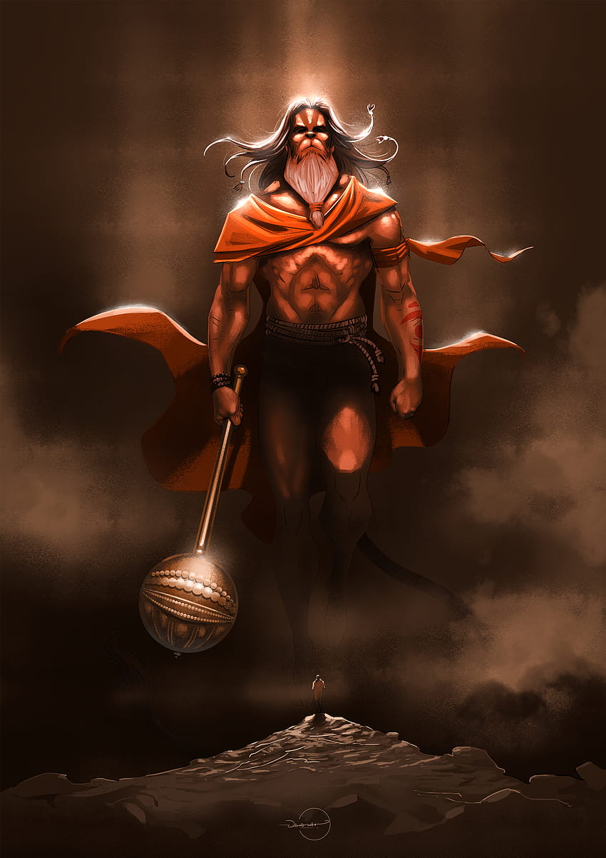 Това е моята представа за Хануман, индуисткия бог на силата. HD тапет за телефон