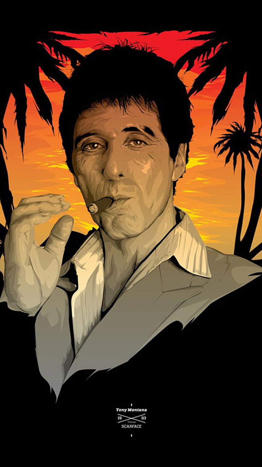 Człowiek z blizną . Plakat Scarface, film Scarface, Tony Montana, Scarface Painting Tapeta na telefon HD