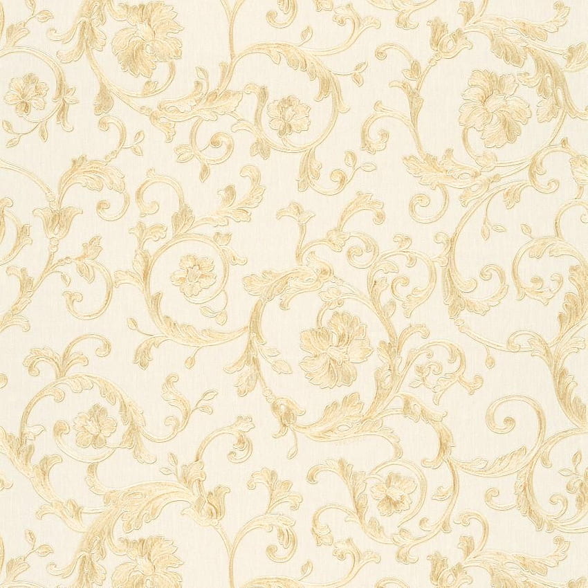 Sentier baroque blanc et or Versace, motif doré Fond d'écran de téléphone HD